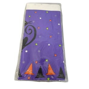Vintage 2002 Target Halloween Black Cat Purple Paper Table Cloth 54" x 102"